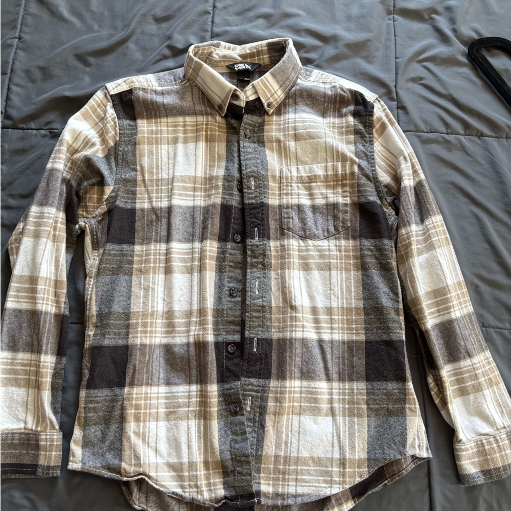 Eddie Bauer Plaid Shirt - Brown and Cream
